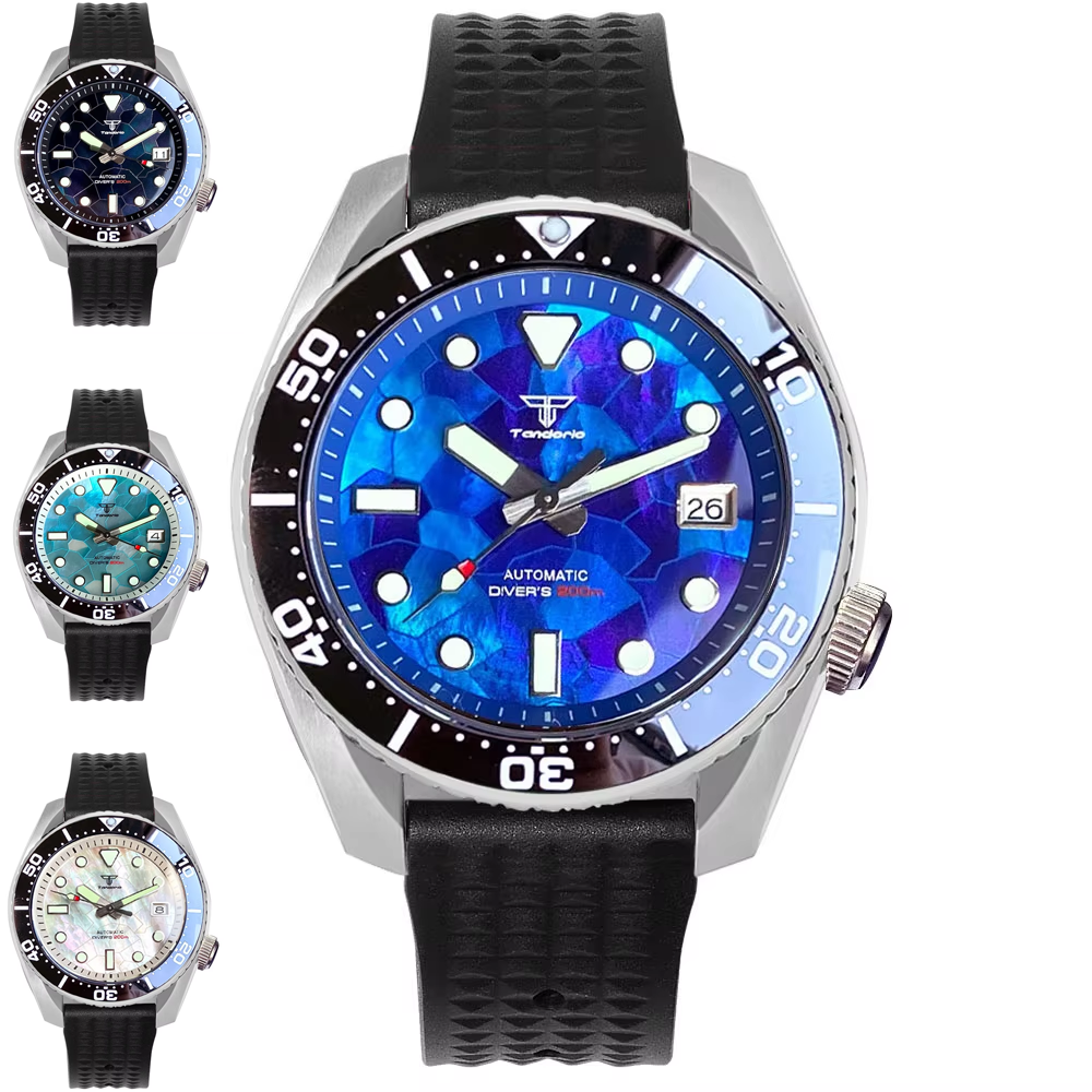 Tandorio 42.5mm Japan NH35A Au - огляд і ціна Rubber Strap Diver
