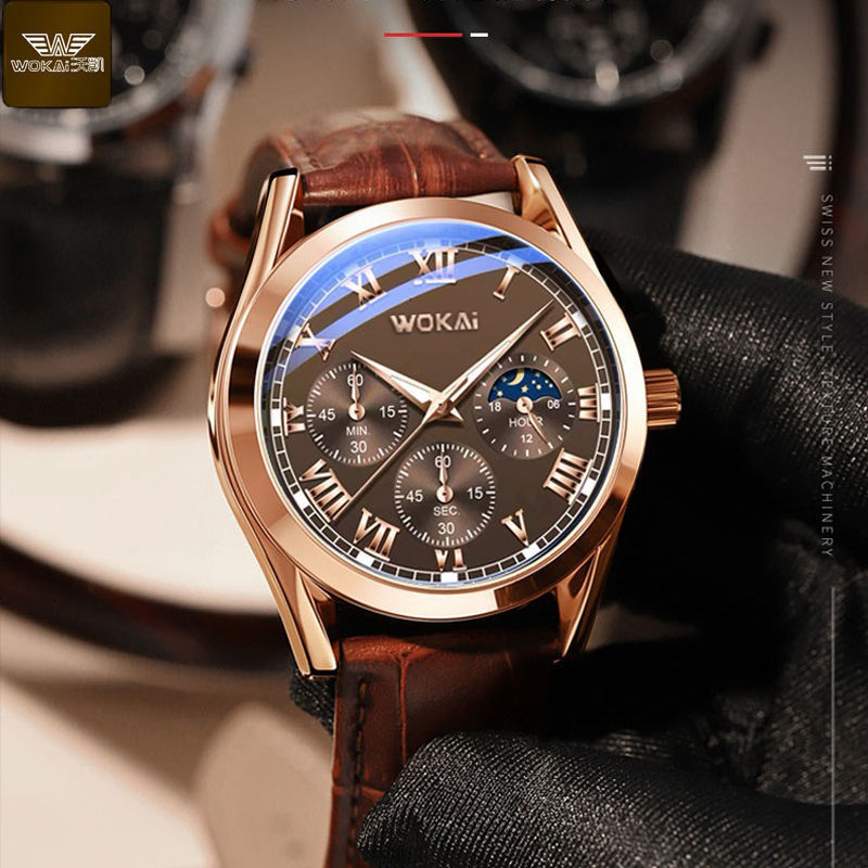 WOKAI Fashion Casual Business  - огляд і ціна Leather Watch Band Men