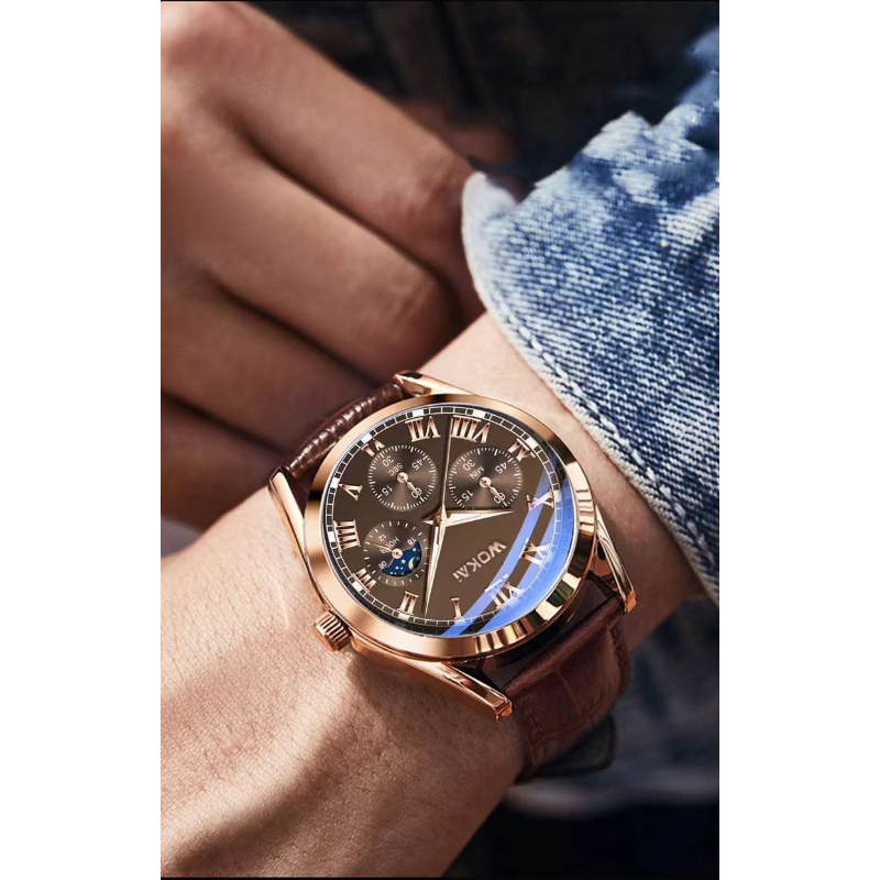 WOKAI Fashion Casual Business  - огляд і ціна Leather Watch Band Men