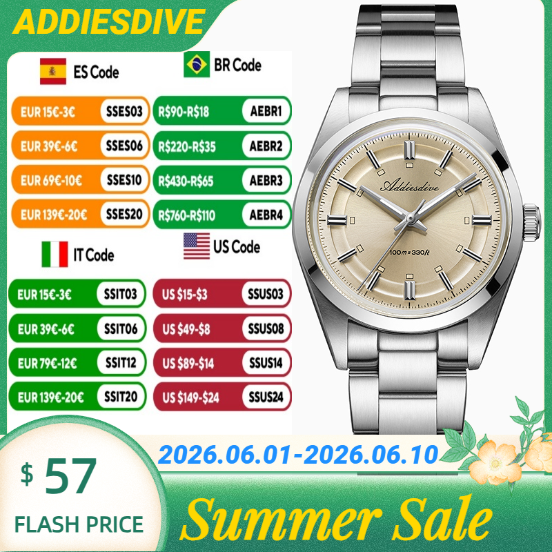 ADDIESDIVE Super Luminous Japa - огляд і ціна Stainless Bracelet Diver