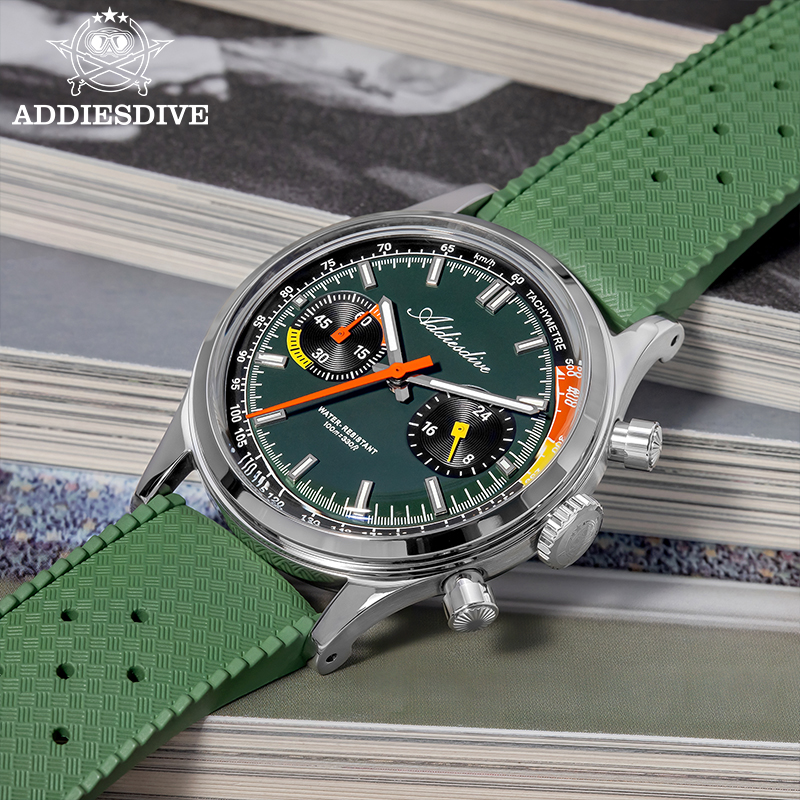 ADDIESDIVE Chronograph VK64 Wa - огляд і ціна Rubber Strap Diver