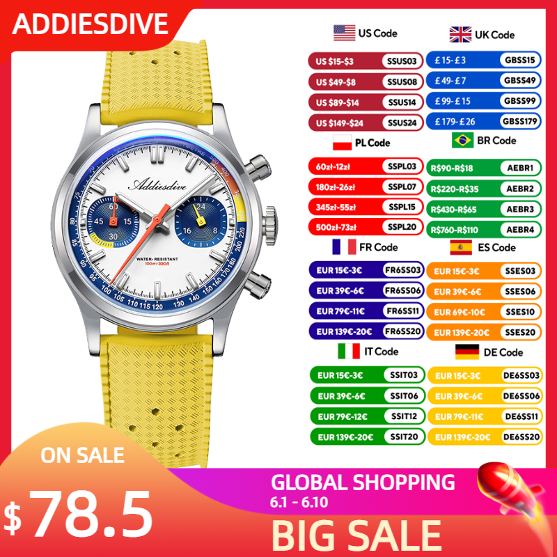 ADDIESDIVE Fashion Men's Quart - огляд і ціна Rubber Strap Diver