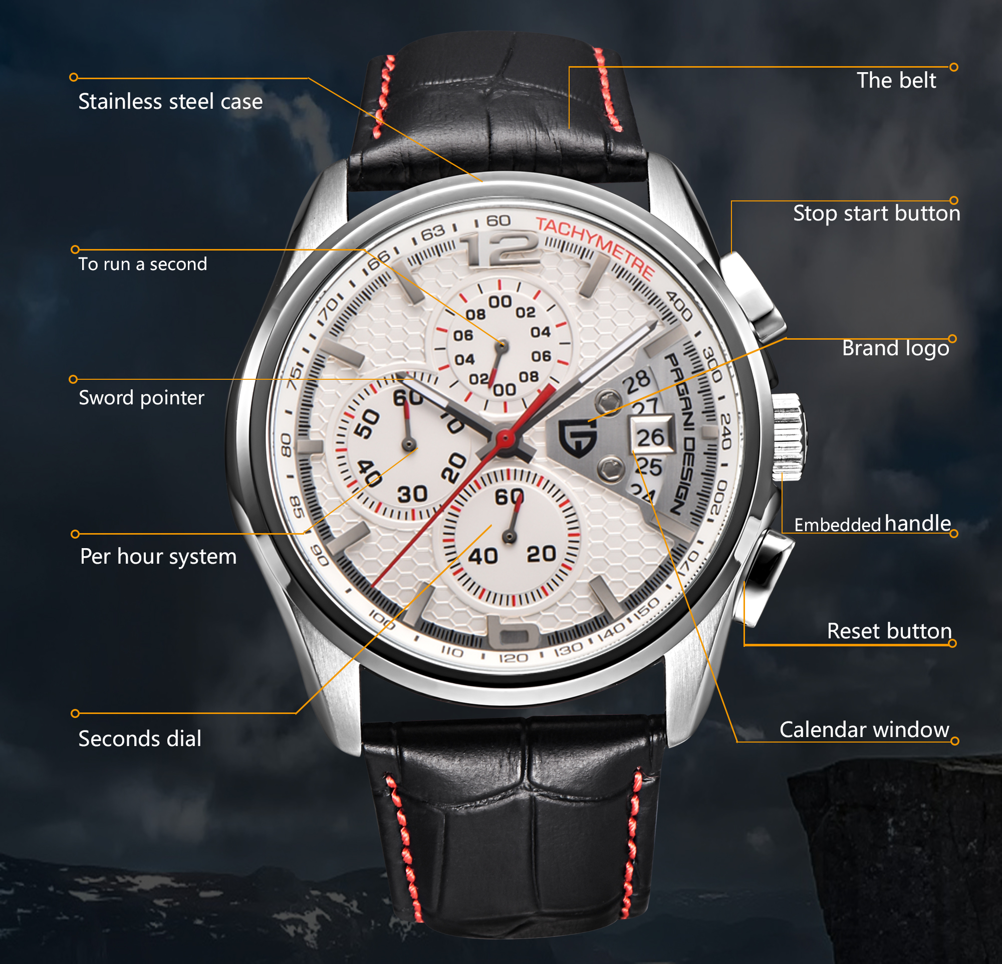 Pagani PD3306 Mens Quartz Watc - огляд і ціна Leather Watch Band Men