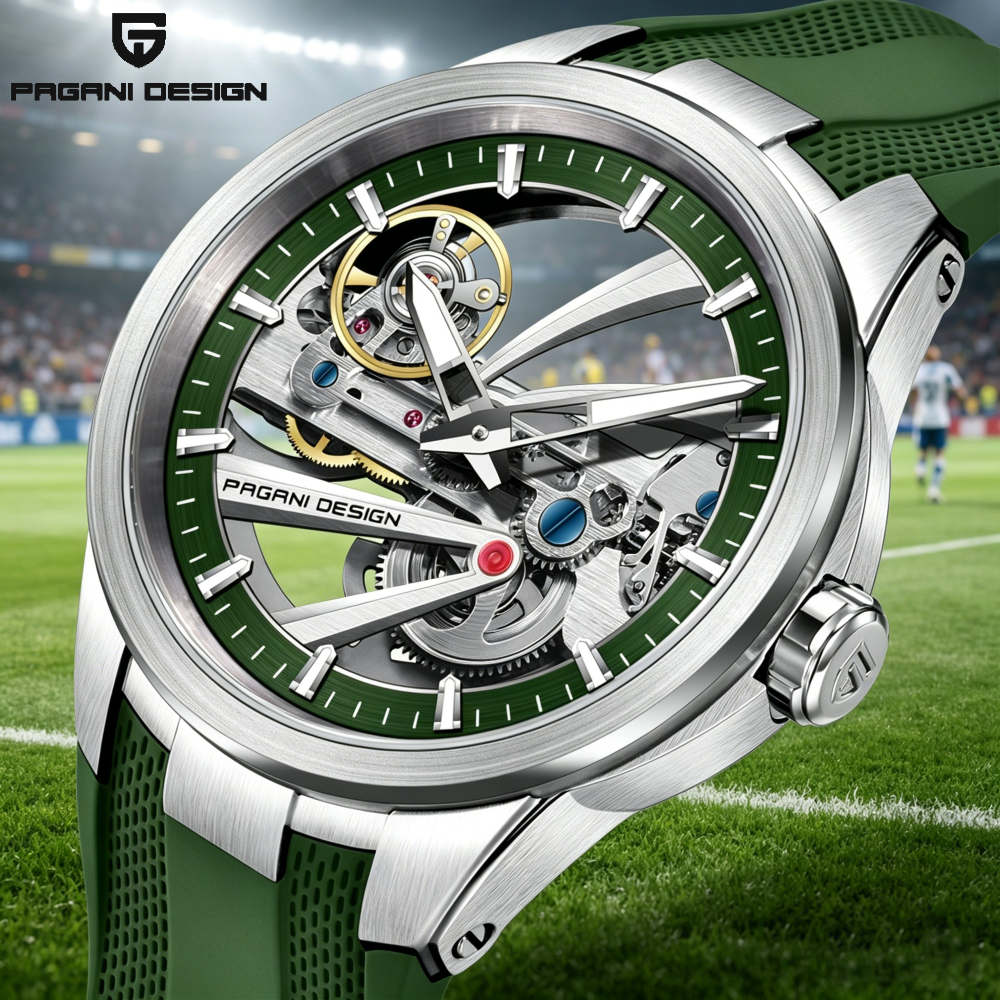 Green Skeleton PAGANI DESIGN P - огляд і ціна Rubber Strap Diver