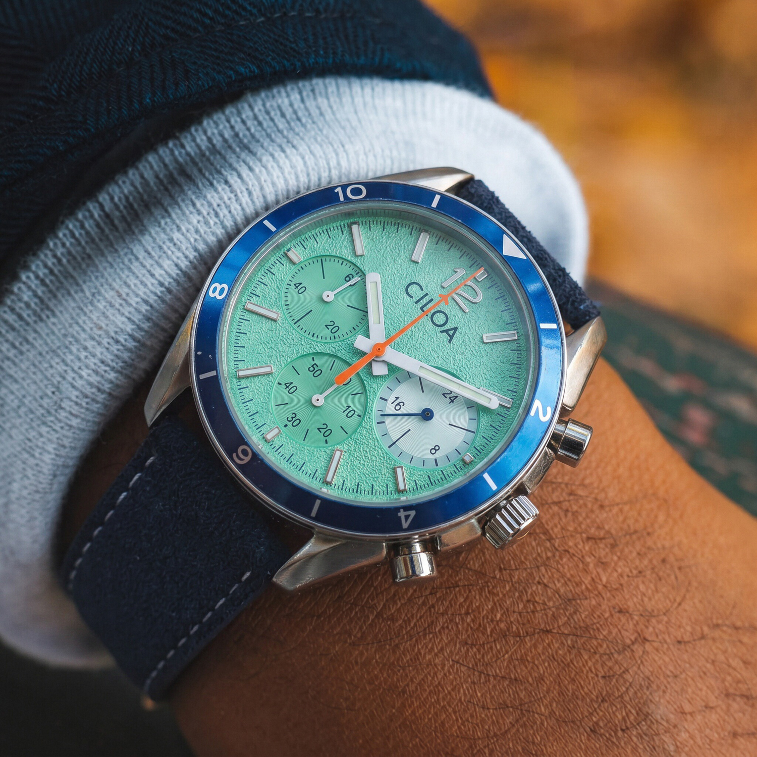CILOA Men's Chronograph Watch  - огляд і ціна Suede Strap Watch