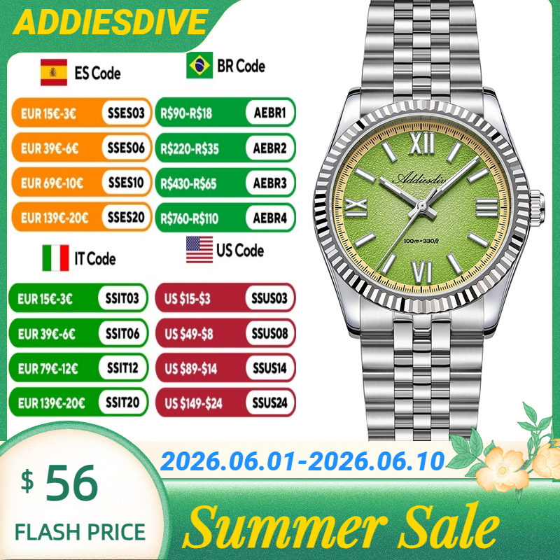 ADDIESDIVE Hight Quality Sapph - огляд і ціна Stainless Bracelet Diver