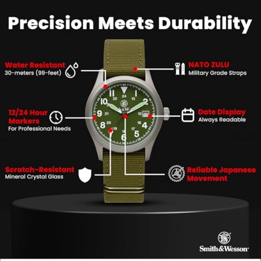 Men's Military Watch, 3 Interc - огляд і ціна Canvas Strap Watch
