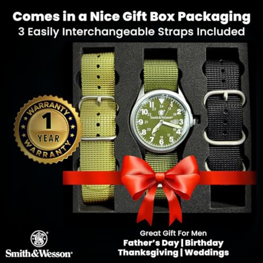Men's Military Watch, 3 Interc - огляд і ціна Canvas Strap Watch