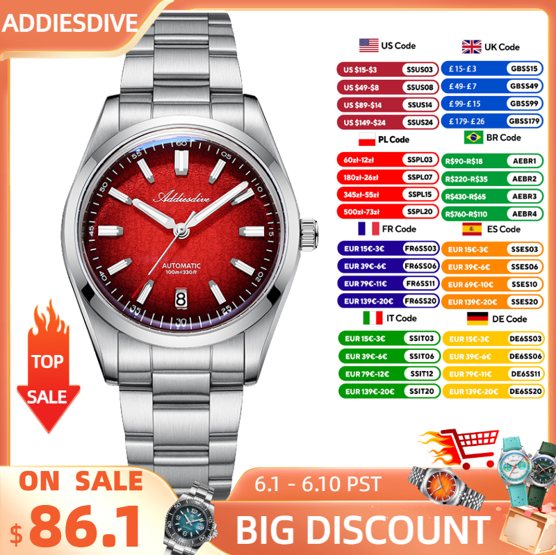 ADDIESDIVE Watch For Gift 39mm - огляд і ціна Stainless Bracelet Diver