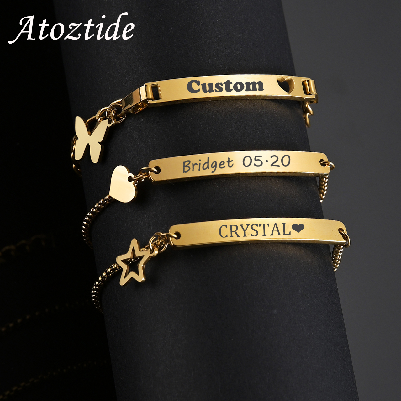 Atoztide Personalized Engrave  - огляд і ціна Butterfly Clasp Deployant