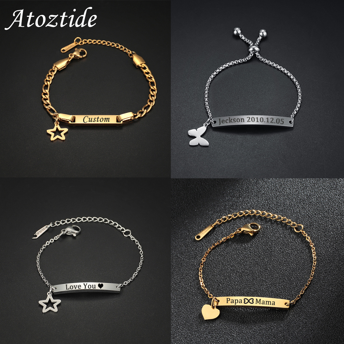 Atoztide Personalized Engrave  - огляд і ціна Butterfly Clasp Deployant