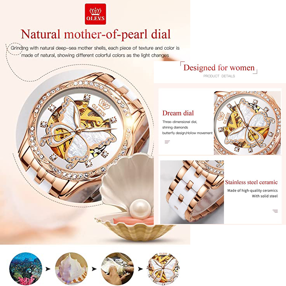 OLEVS Women's Automatic Watche - огляд і ціна Butterfly Clasp Deployant